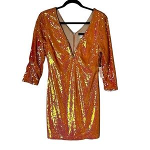 VENUS Iridescent Sequin Peach/Pink Cocktail Dress- Size Medium